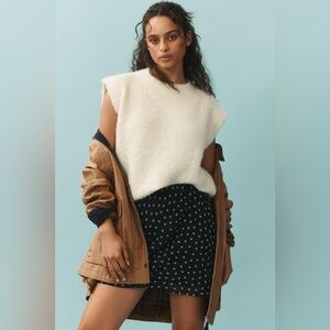 FRNCH Paris Crew-Neck Bouclé Sweater Vest Cream Ivory NWOT